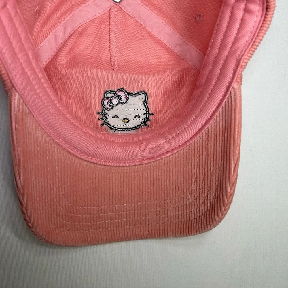 Hello Kitty Sanrio Embroidery‎ Corduroy Pink Peach Toddler  Adjustable Cap